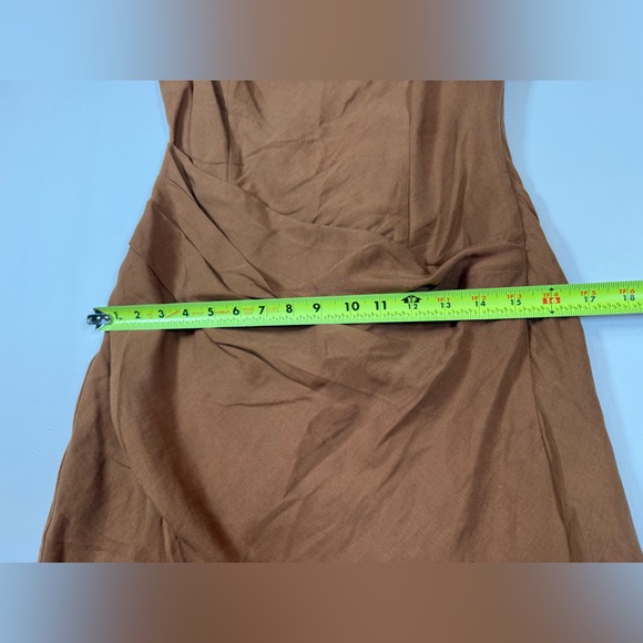 NWOT Astr the Label Isadora Pleated linen brown Minidress size women medium (P) - Picture 12 of 16